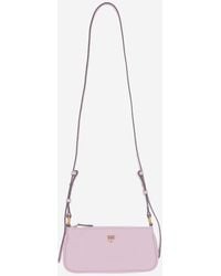 Pinko - Mini Half Moon Baguette Leather Bag With Logo - Lyst