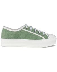 Dior - Embroidered Denim Lace-Up Sneakers - Lyst