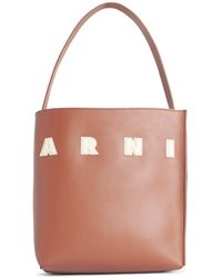 Marni - 'Museo' Brown Lear Tasche - Lyst