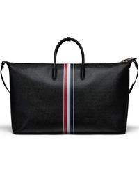 Thom Browne - Bolso De Viaje Suave Con Rayas Rwb En Cuero Granulado Granulado - Lyst