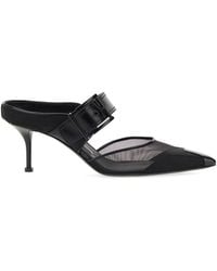 McQueen - Punk Buckle 40Mm Leather Mules - Lyst