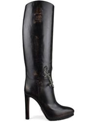 Ralph Lauren - Sequined Reptile Leather Almond-Toe Boots - Lyst
