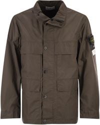 Stone Island - Field Jacket With Pigmented Wax Coating - Lyst