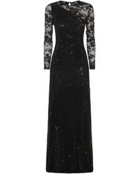 Self-Portrait - Rhinestone Lace Sleeves Maxi Dress - Lyst
