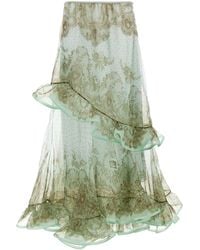 Zimmermann - Crush Flutter Maxi Gonne Verde-Donna - Lyst
