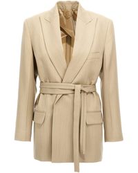Victoria Beckham - Giacca Sartoriale Con Cintura Donna - Lyst