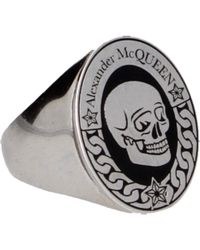 McQueen - Rings Men Brass Silver - Lyst