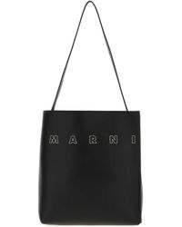 Marni - Leather Shopping Handbag With Structured Design - Lyst