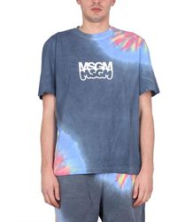 MSGM - Tie-Dye T-Shirt With Bold Logo - Lyst