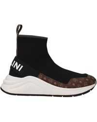 Pollini - Damens Sneakers Stoff Braun/Schwarz - Lyst