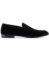 Giorgio Armani - Embroidered Logo Velvet Loafers - Lyst