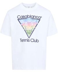 CASABLANCA - Tennis Club Icon Printed Classic T Shirt - Lyst