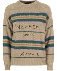 Weekend by Maxmara - Wochenende Max Mara Marrone Baumwollgarn -Pullover mit Stickerei - Lyst