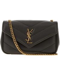 Saint Laurent - Charcoal Leather Mini Loulou Crossbody Handbag - Lyst