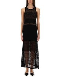 Moschino - Open-Knit Maxi Dress With Signature Logo - Lyst