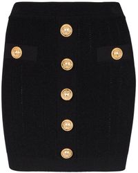 Balmain - Buttoned Knitted Skirt - Lyst
