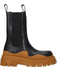 Bottega Veneta - Stivaletti Uomo Pelle Nero/Cognac - Lyst