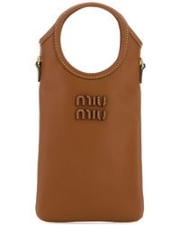 Miu Miu - Caramel Leather Phone Case - Lyst
