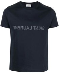 Saint Laurent - Logo Baumwoll -T -Shirt - Lyst