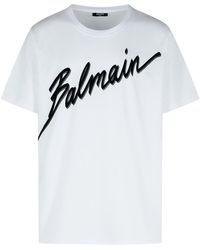 Balmain - T-Shirt Met Geborduurd Logo - Lyst