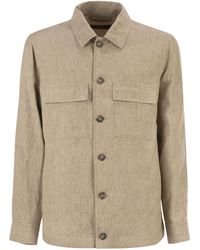 Peserico - Lightweight Pure Linen Jacket With Patch Pockets - Lyst