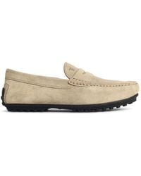 Tod's - Tod 's 'City Gommino' Beige Suede Sladers - Lyst