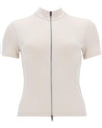 Alexander Wang - Fitted Zip-Front Short-Sleeve Mock Neck Top - Lyst