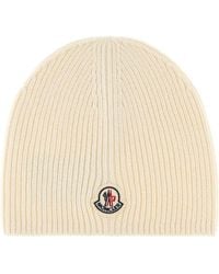 Moncler - Ivory Wool Beanie Hat - Lyst