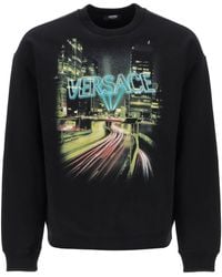 Versace - Sweat-shirt Crew Neck avec des lumières de la ville imprimer - Lyst