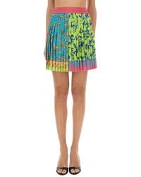 Versace Jeans Couture - "outline Barokke" Mini Geplooide Rok - Lyst