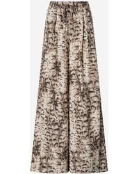 Pinko - Cotton Trousers With Animal Print - Lyst