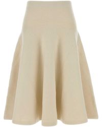 Alaïa - Ivory Stretch Cashmere Blend Skirt - Lyst
