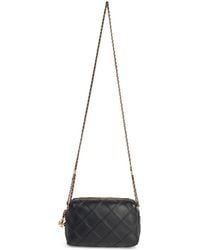 Tory Burch - 'Fleming' Mini Black Lear Crossbody Tasche - Lyst