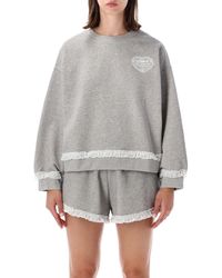 Ganni - Isoli Lace Sweatshirt - Lyst