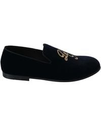 Dolce & Gabbana Velvet Logo Loafers in Black for Men | Lyst
