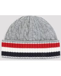 Thom Browne - Cable Knit Striped Wool Beanie - Lyst