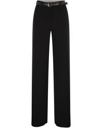 Max Mara - Mstamico – Wide Leg Palazzo Trousers With Belt - Lyst