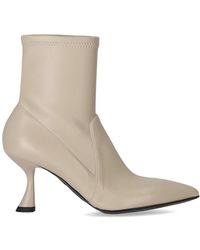 Sergio Levantesi - Junny Cream Heeled Ankle Boot - Lyst