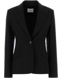 ANDAMANE - Bianca Embroidered Stretch Cotton-Blend Blazer - Lyst