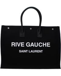 Saint Laurent - Noe Rive Gauche Canvas & Leather Tote - Lyst