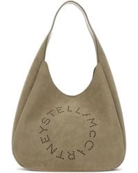 Stella McCartney - Grand Sac Porté Épaule En Daim À Logo Perforé - Lyst