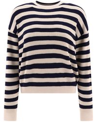 Brunello Cucinelli - Striped English Rib Sweater With Monili - Lyst