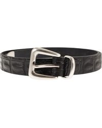 Alberto Luti - Crocodile Effect Leather Belt - Lyst