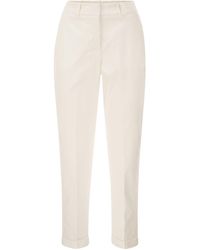Peserico - Stretch Cotton Tapered Trousers With Elasticated Waistband - Lyst