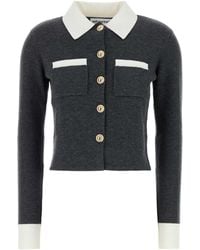 Self-Portrait - Contrast Collar Cardigan - Lyst
