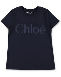 Chloé - Girls Logo Cotton T-Shirt - Lyst