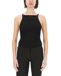 Courreges - Fitted Ribbed Tank Top With High Neckline - Lyst