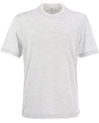 Brunello Cucinelli - Slim Fit Crew Neck T -shirt In Lichtgewicht Katoenen Trui - Lyst