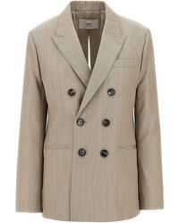 Ami Paris - Maxi Split Double-Breasted Wool Blazer - Lyst