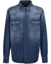 Dolce & Gabbana - Denim Stretch Shirt Voor Mannen - Lyst